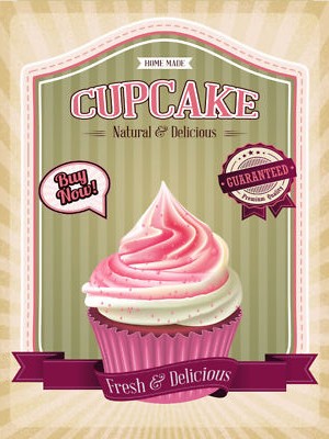 Holzschild 30x40 Essen Cupcake natural Delicious home Wand Deko Cafe Sammler Ges