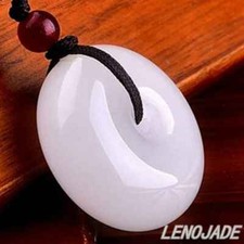 Joyería China HeTian Jade Blanco Forma Donut Dije Colgante con Collar de Cordón