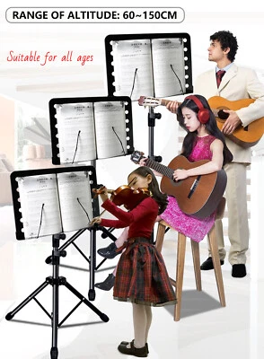 Heavy Duty Large Professional Stage Music Sheet Stand Adjustable Folding Black - Picture 5 of 8
