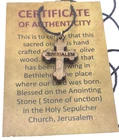 Handcrafted Olive Wood Cross Necklace Certificate Blessed Holy Sepulchre Jerusal