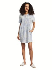 Vestido para mujer Faherty azul cielo lino Gemina con bolsillos nuevo con etiquetas