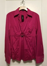 EXPRESS DESIGN STUDIO V-Neck Top, Cherry, Polyester Blend, Size M, NWT