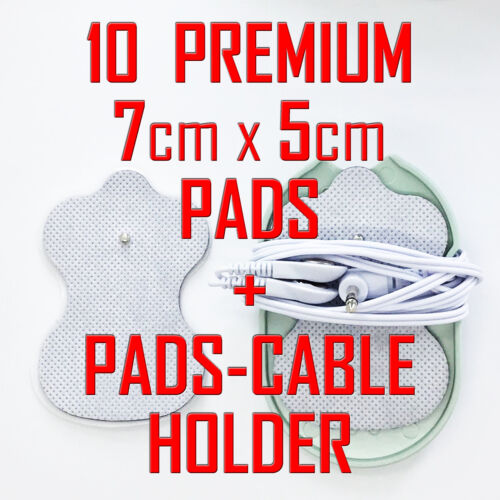TENS PADS & CABLE HOLDER + 10 PREMIUM ELECTRODE PADS - 500 + SOLD ⭐⭐⭐⭐⭐⭐ - Picture 1 of 8