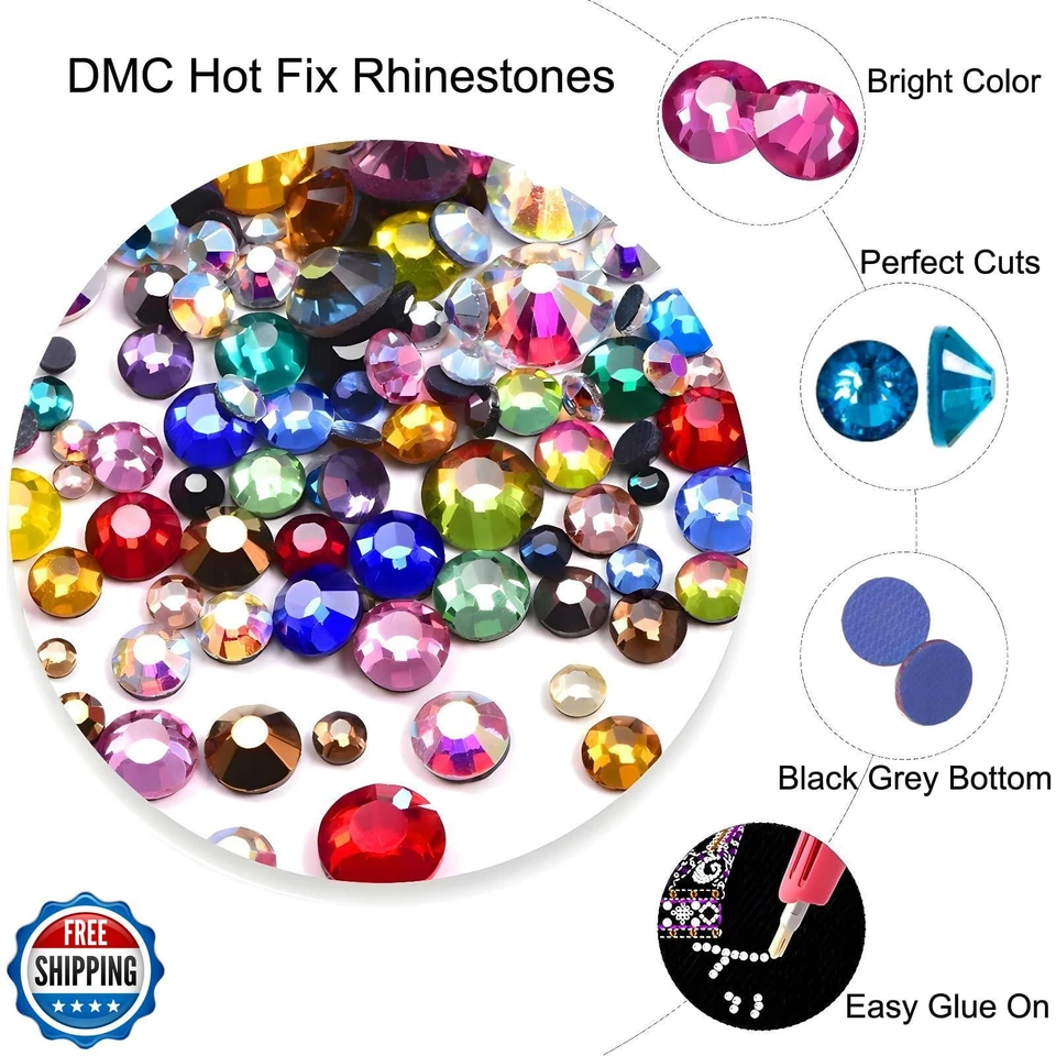 Hotfix Rhinestones Flatback Glass Rhinestone 288PCS SS30 5.8-6.2MM Round Gems - Image 2 of 4