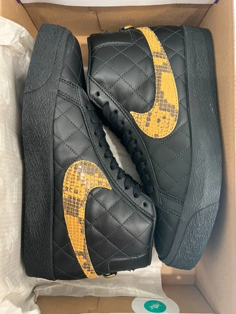 Nike SB Blazer Mid QS Supreme Nero Pelle di Serpente DV5078 001 Uomo Tg 6 ?NUOVO?