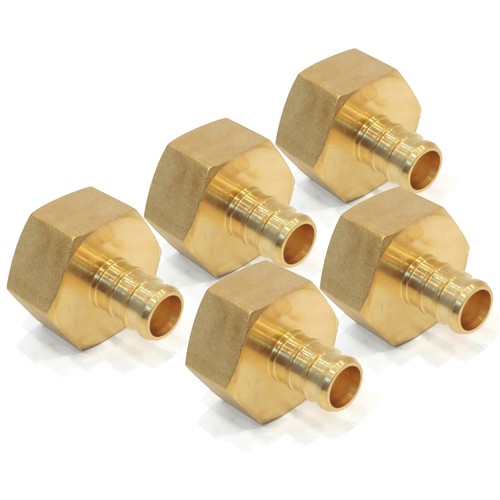 (5) 1/2" x 3/4" PEX BRASS FEMALE NPT THREADED ADAPTERS Crimp Fitting LEAD FREE