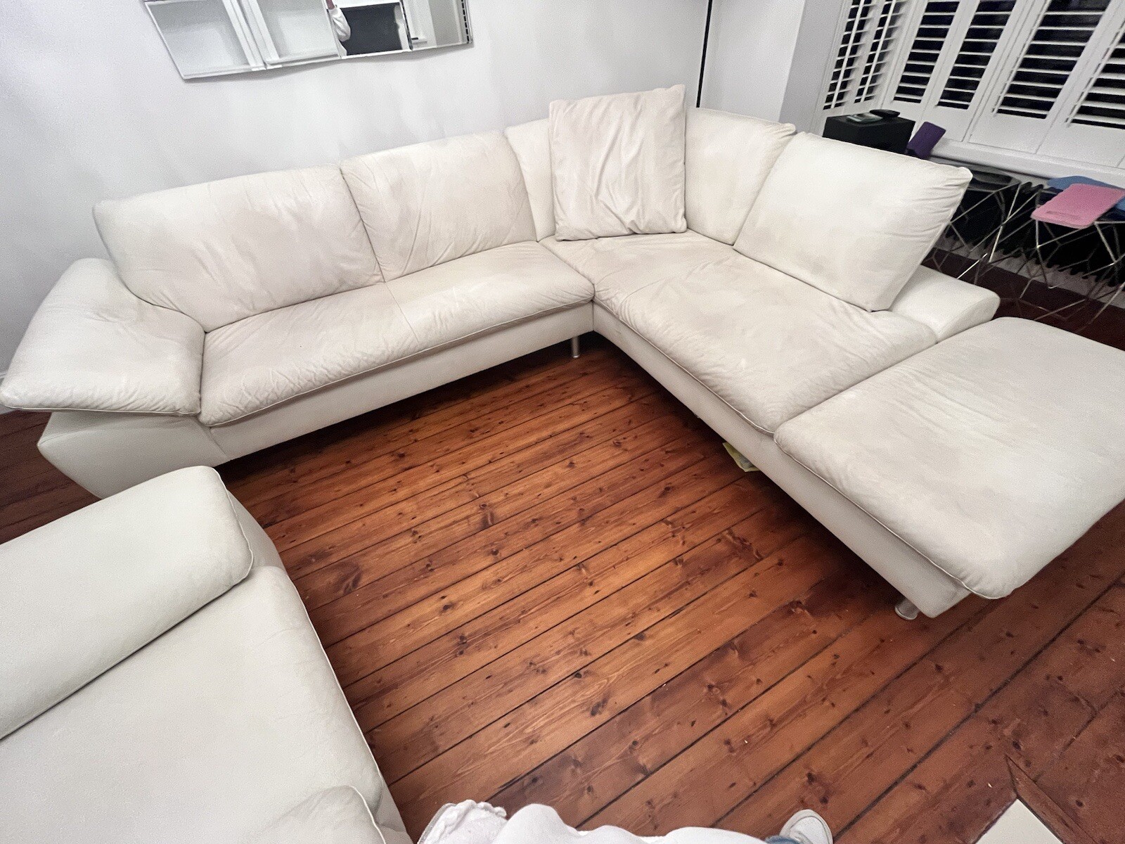 white leather corner sofa used eBay