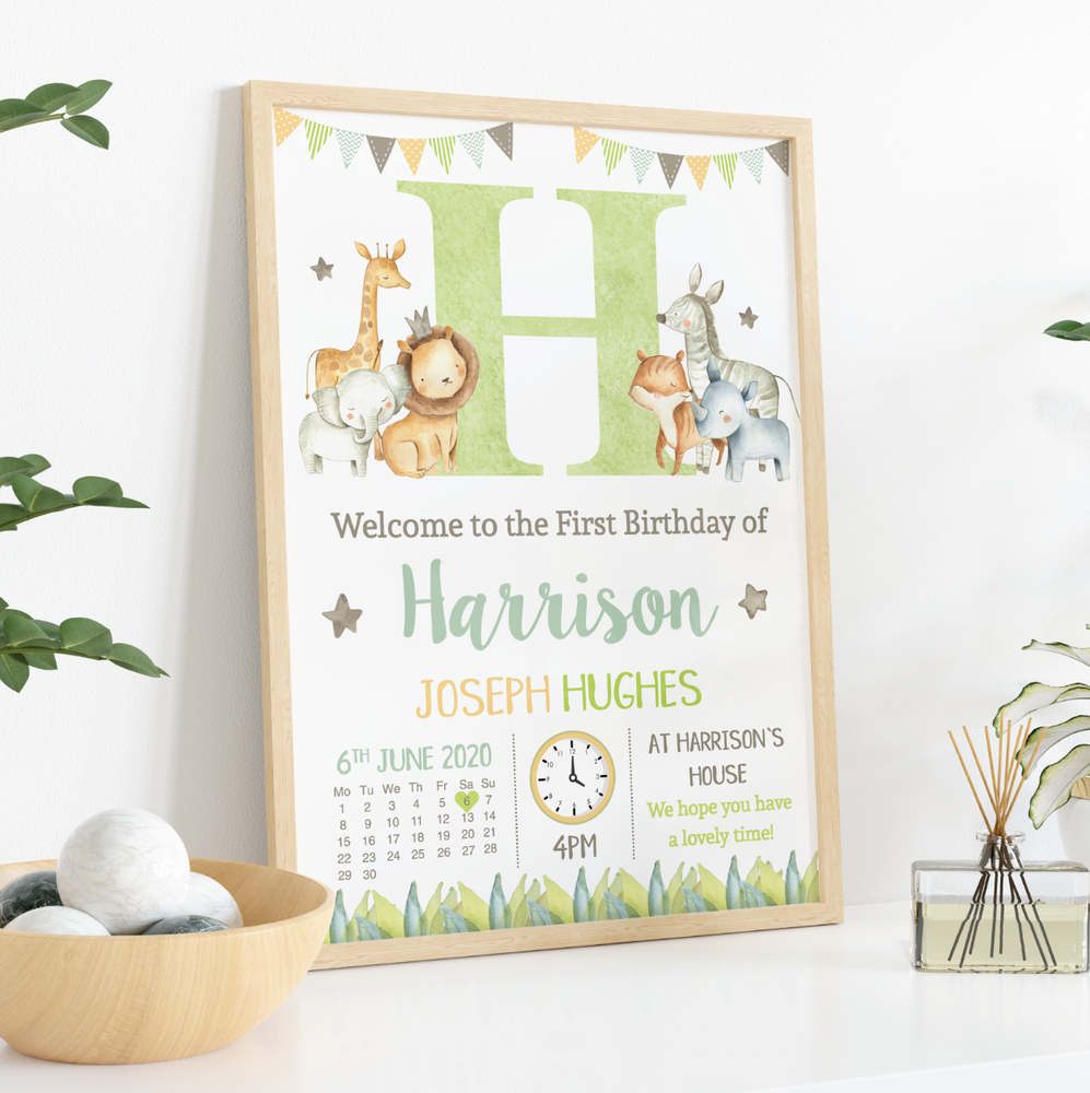 Personalised Jungle 1st Birthday Print • Jungle Welcome Sign • Jungle Birthday