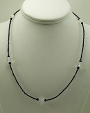 Crystal and Black Spinel Necklace with Silver Clasp 19.5 Inches
