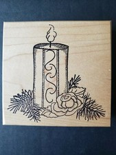 New The Rubber Riot Christmas Candle Rubber Stamp Holiday Decorating