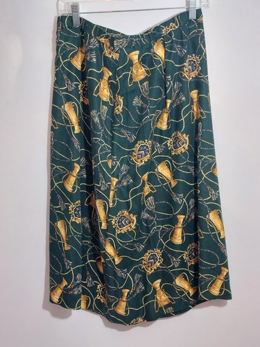 Pendleton Rayon Skirt SZ 10 Green Gold 30 To 34" W 28" Elastic Waist - Picture 6 of 6