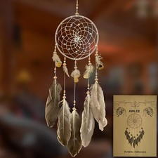 Dream Catchers Handmade Feather Native Home Wall Decoration Grey