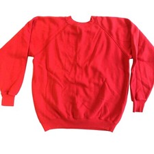 Vtg 80's Men's Red Athletic Workout Gym 50/50 RAGLAN Sweatshirt M
