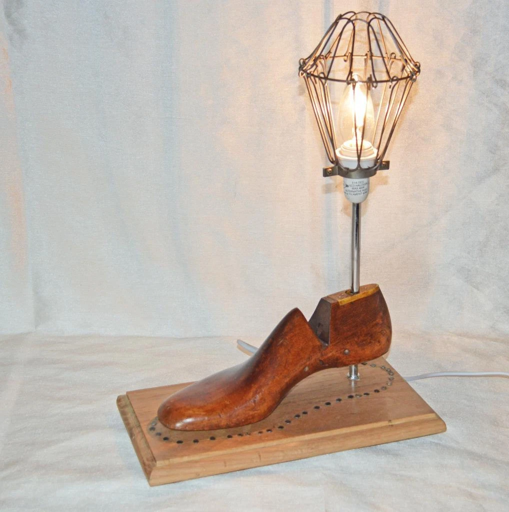 Old Adjustable Wooden Shoe Last Marked Princetown Table Lamp