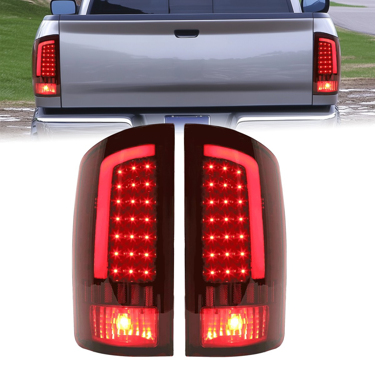 For 2002-2006 Dodge Ram 1500 2500 3500 LED Tail Lights Brake Lamps