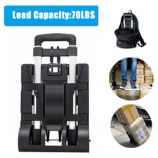 Folding Aluminium Cart Hand Truck Dolly Push Collapsible Trolley Luggage Wheel