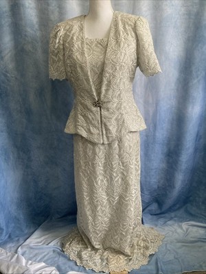 silver jacket for formal dress Formal Gown w/Jacket (Merrily Style 10-107) Pewter Size 16 NWOT