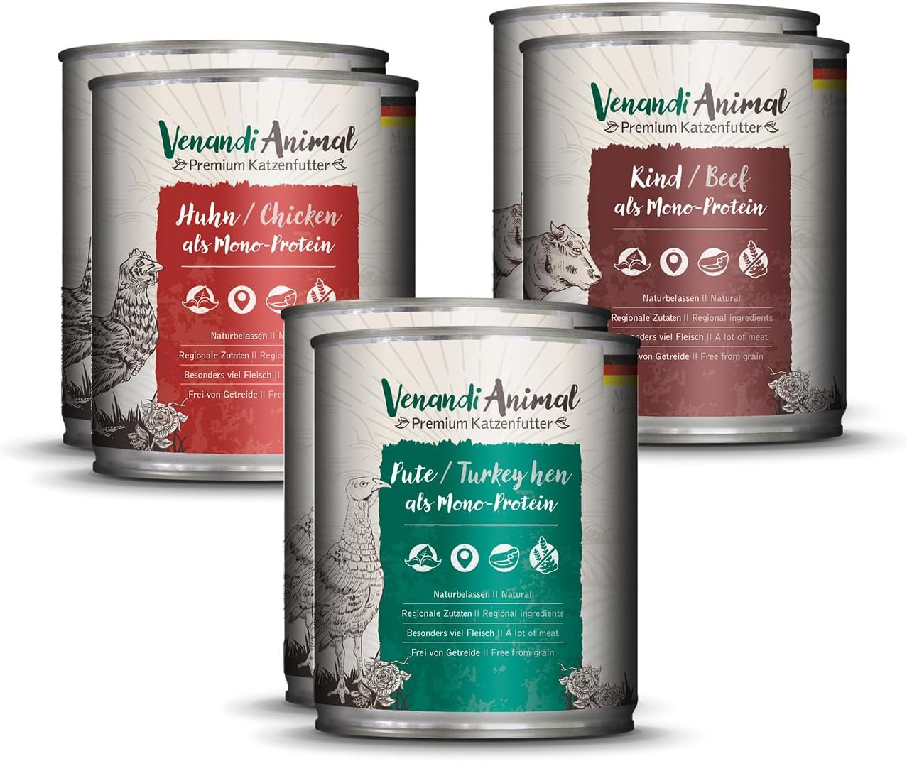 Venandi Animal, Alimento Umido Di Qualità Superiore per Gatti, Confezione Degust