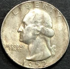 1952 S SILVER WASHINGTON QUARTER AU COIN UNDER MELT