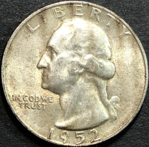 1952 S SILVER WASHINGTON QUARTER AU COIN UNDER MELT