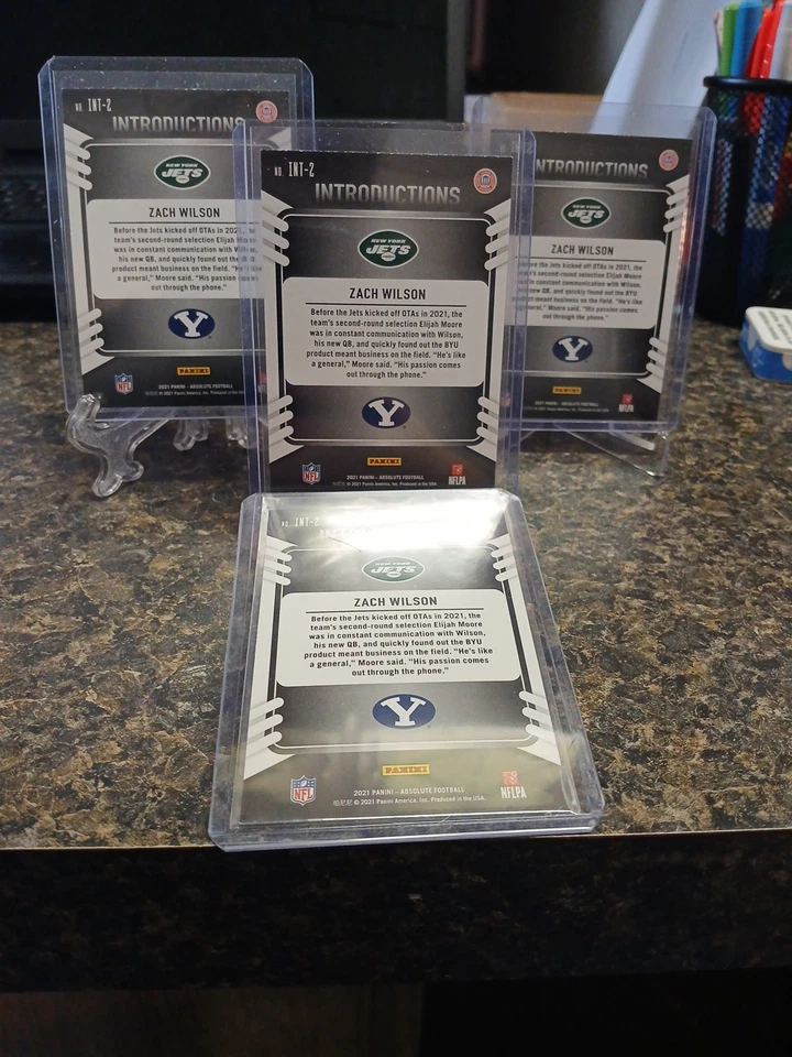 Lot Of 4 2021 Panini Absolute #INT-2 Zach Wilson Introductions RC - Image 2 of 2