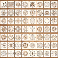 56 Pcs Mandala Stencils for Painting, 3.6x3.6 3.6 inches x inches, White