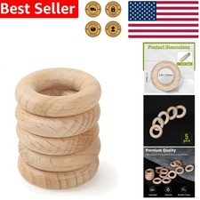 Unfinished Beech Wood Rings 1 Inch 5pc Solid Natural Craft Circles DIY Projects