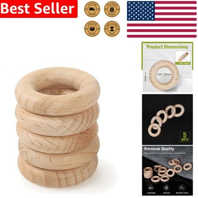 Unfinished Beech Wood Rings 1 Inch 5pc Solid Natural Craft Circles DIY Projects