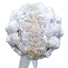 Wedding Bouquets For Bride Bridesmaid Bridal 7 Inch Diameter 1 PCS White Floral