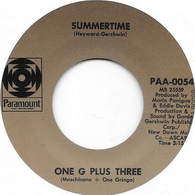 ONE G PLUS THREE Summertime on Paramount Latin funk soul 45 HEAR
