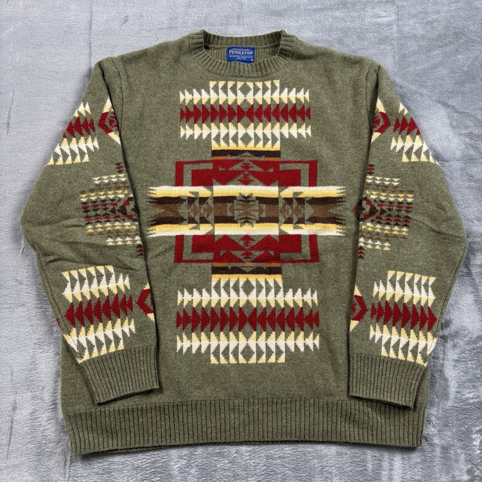 Pendleton Native American Aztec 100% Lambswool Kn… - image 1