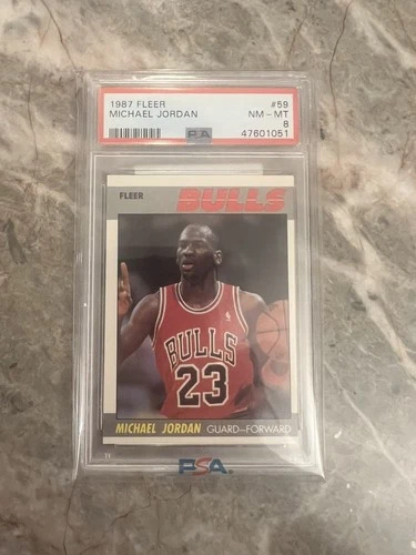 1987 Fleer Basketball Michael Jordan card# 59 graded PSA 8 NM-MT