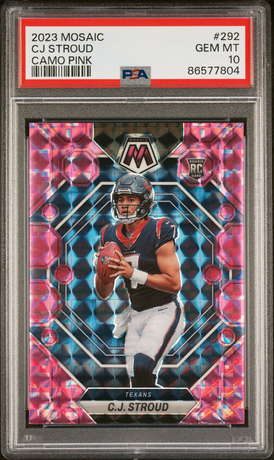 2023 Panini Mosaic Cj Stroud Camo Pink PSA 10 #292