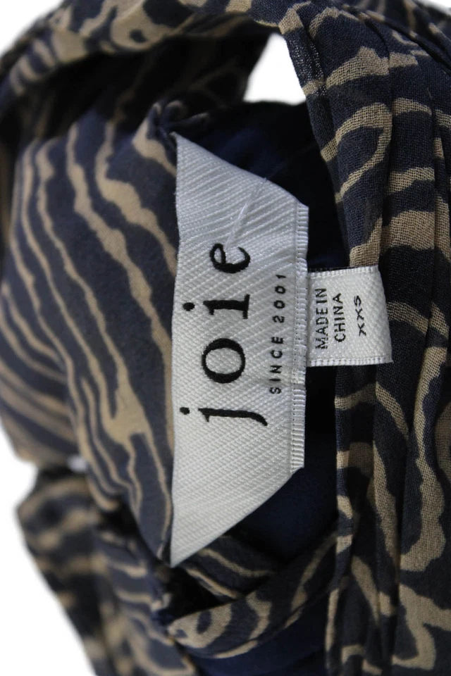 Blusa para mujer Joie cuello falso sin mangas cierre de botones azul beige talla XXS Foto 4 de 4