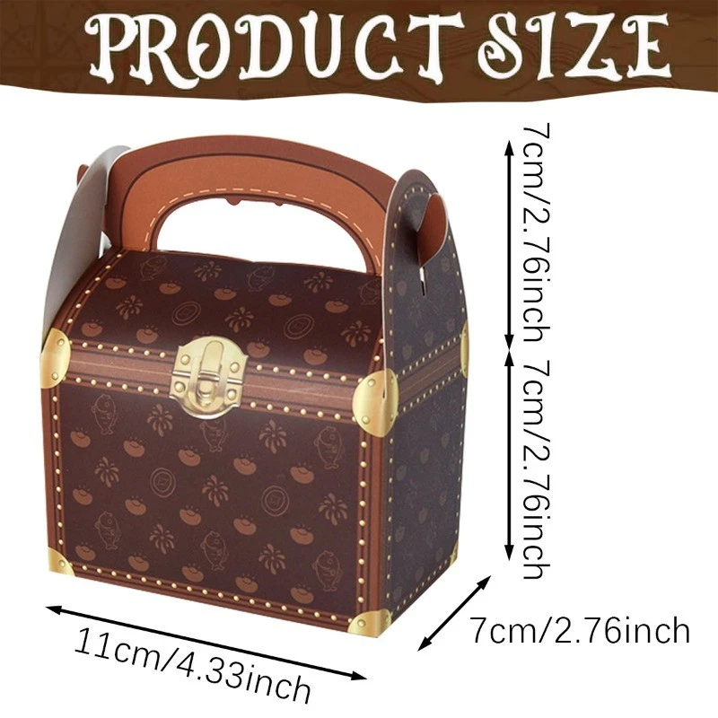 10 peças caixas de presente tesouro tema pirata papel marrom festa favor caixa para aniversário - Imagem 2 de 4