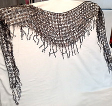 Scarf/Shoulder Wrap/Face Veil/Belly Dance Scarf 58" Black Sparkly Intricate