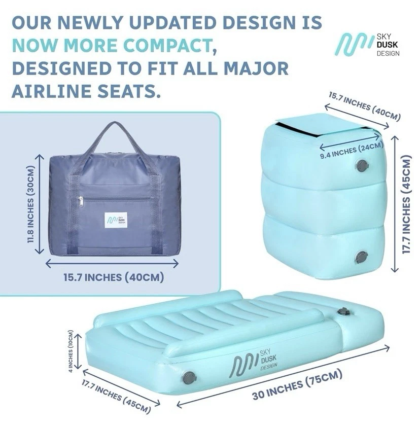 充气飞机床脚凳泵和旅行袋儿童长途飞行新品 — 第 3/4 张图片