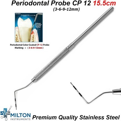 Periodontal Color Coded Pocket Depth Perio  CP-12 Probes 3-6-9-12m Single End