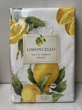 Limoncello White Green Lemon Leaves 60  x104  Outdoors Tablecloth Oblong