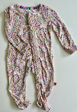 MAGNETIC ME Bunny Blossom Floral Ruffle Footie Mitten Cuff Baby 0-3 Months Modal