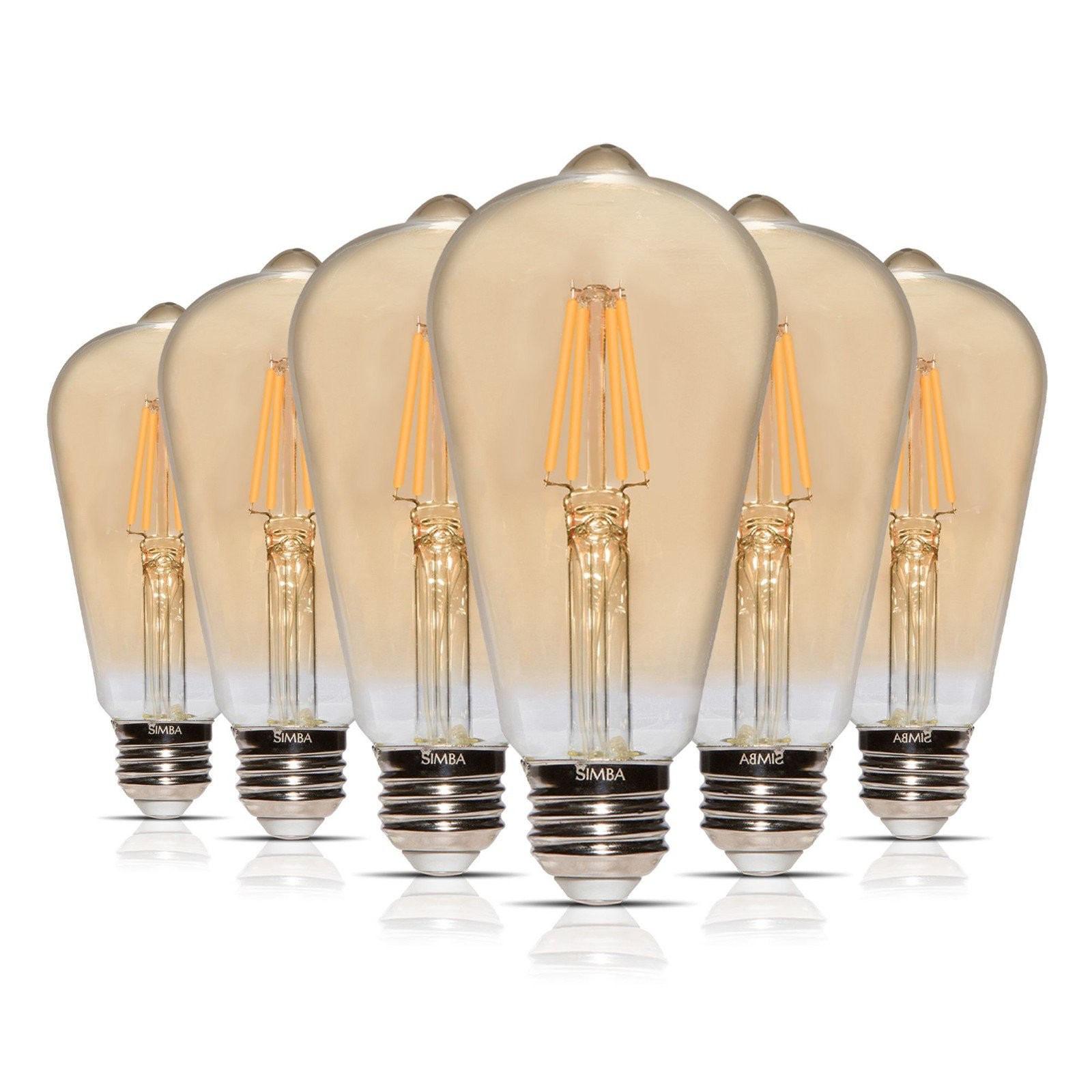 [6 Pack] LED Edison Filament ST21 6W 60W 120V Dimmable E26 2