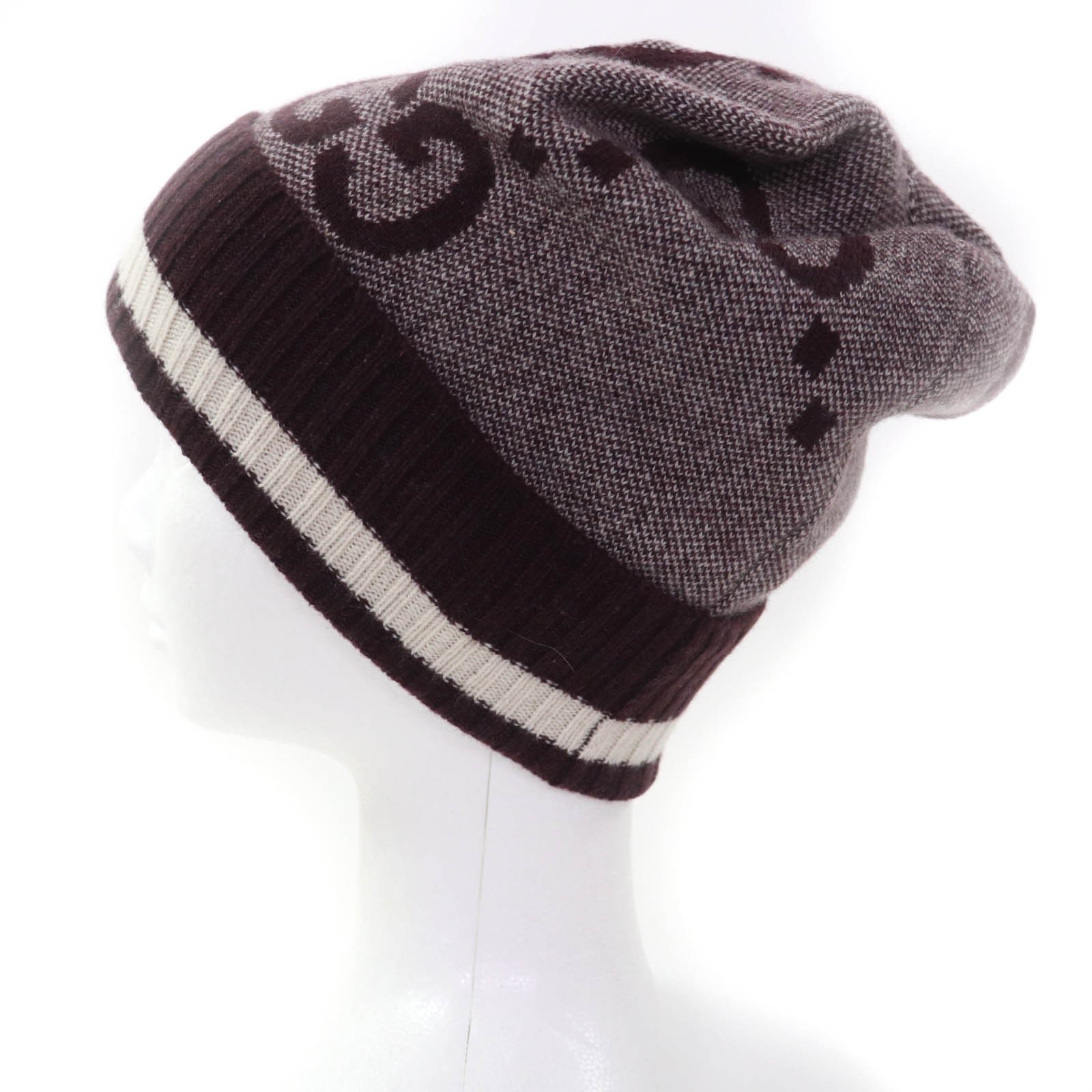 Pristine GUCCI Knit cap Bordeaux series cashmere mens M/58 676827 image 3