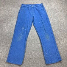 VINTAGE French Trousers Adult 30x30 Blue Workwear Chore Utility Distressed Mens