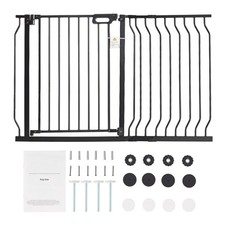 Adjustable Baby Gate 29.5-46.4in, 30in High Auto-Close Black