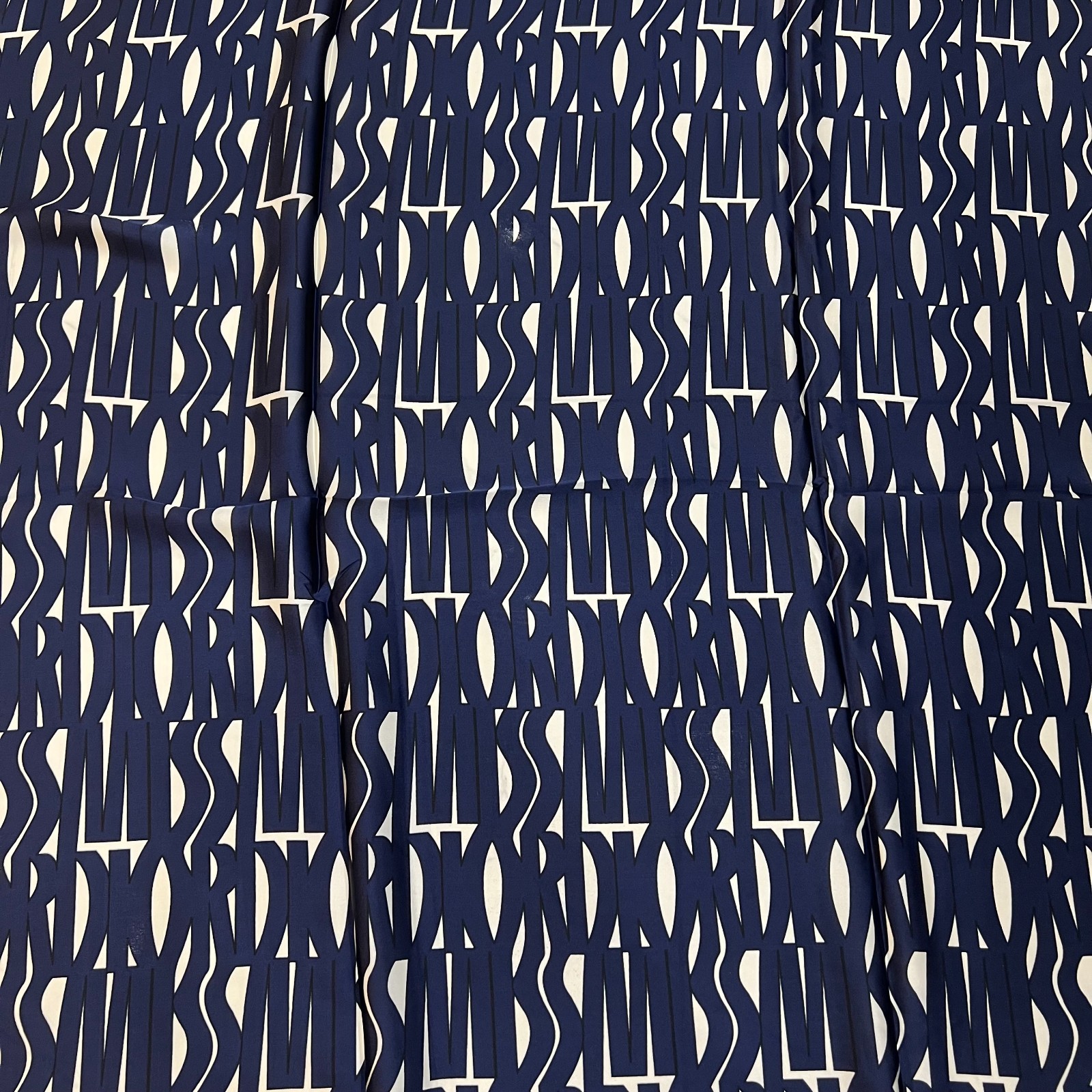 Christian Dior Trotter Monogram Silk Scarf Navy Blue White Made in Italy Authent thumbnail 15