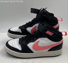 Authentic Nike Boys Court Borough Mid 2 Pink Black White Sneaker Shoes Size 7Y