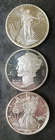 Lot of Three 1oz Silver Rounds Fashioned After US Coins