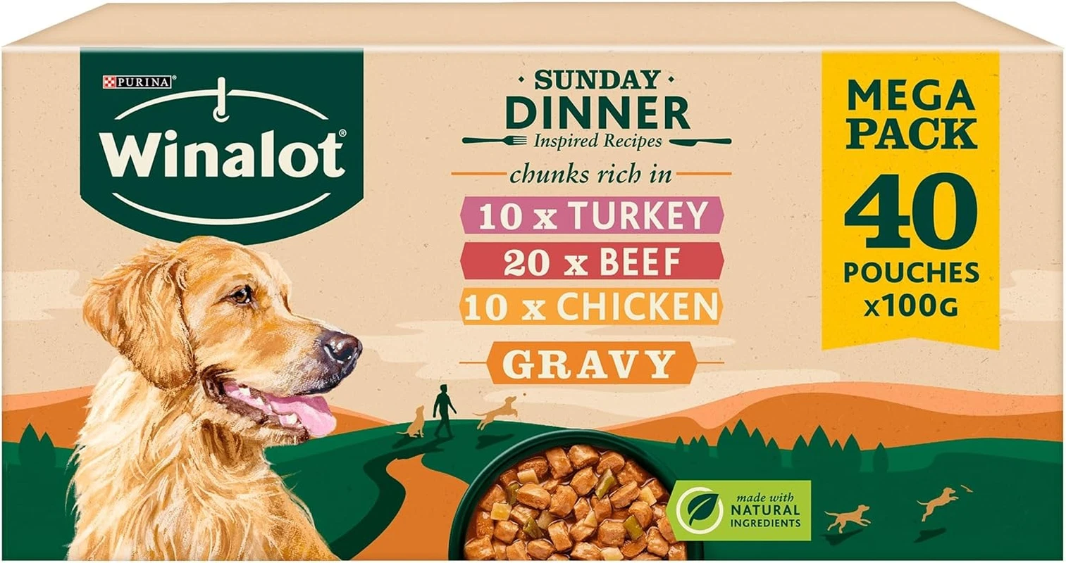 WINALOT Sunday Dinner Mixed in Gravy Wet Dog Food Pouches 40 x 100g