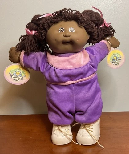 VTG African American Cabbage Patch Toddler Kids Double Ponytails Purple Outfit