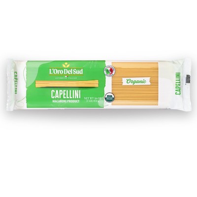 L'oro Del Sud Organic Capellini, 100% Durum Wheat, Italian Pasta, Prem